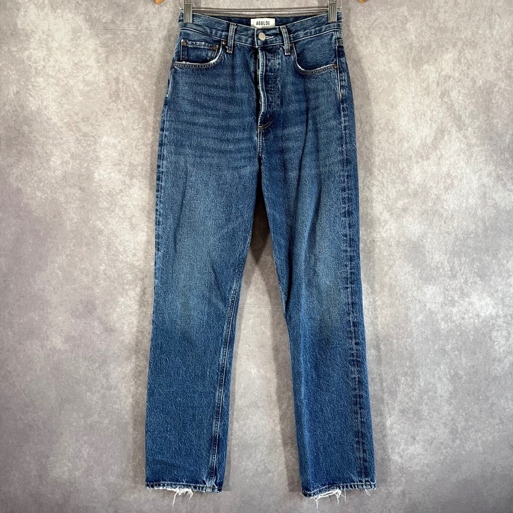Agolde 90's Pinch Waist Jean Women 24 Blue High Rise Straight Leg Organic Cotton